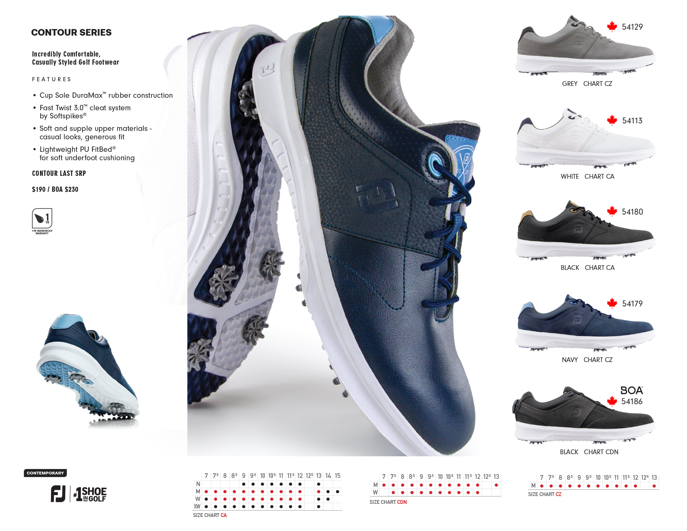 Footjoy Men's CONTOUR Casual Spikeless Golf Shoe - Navy | Shop Golf ...